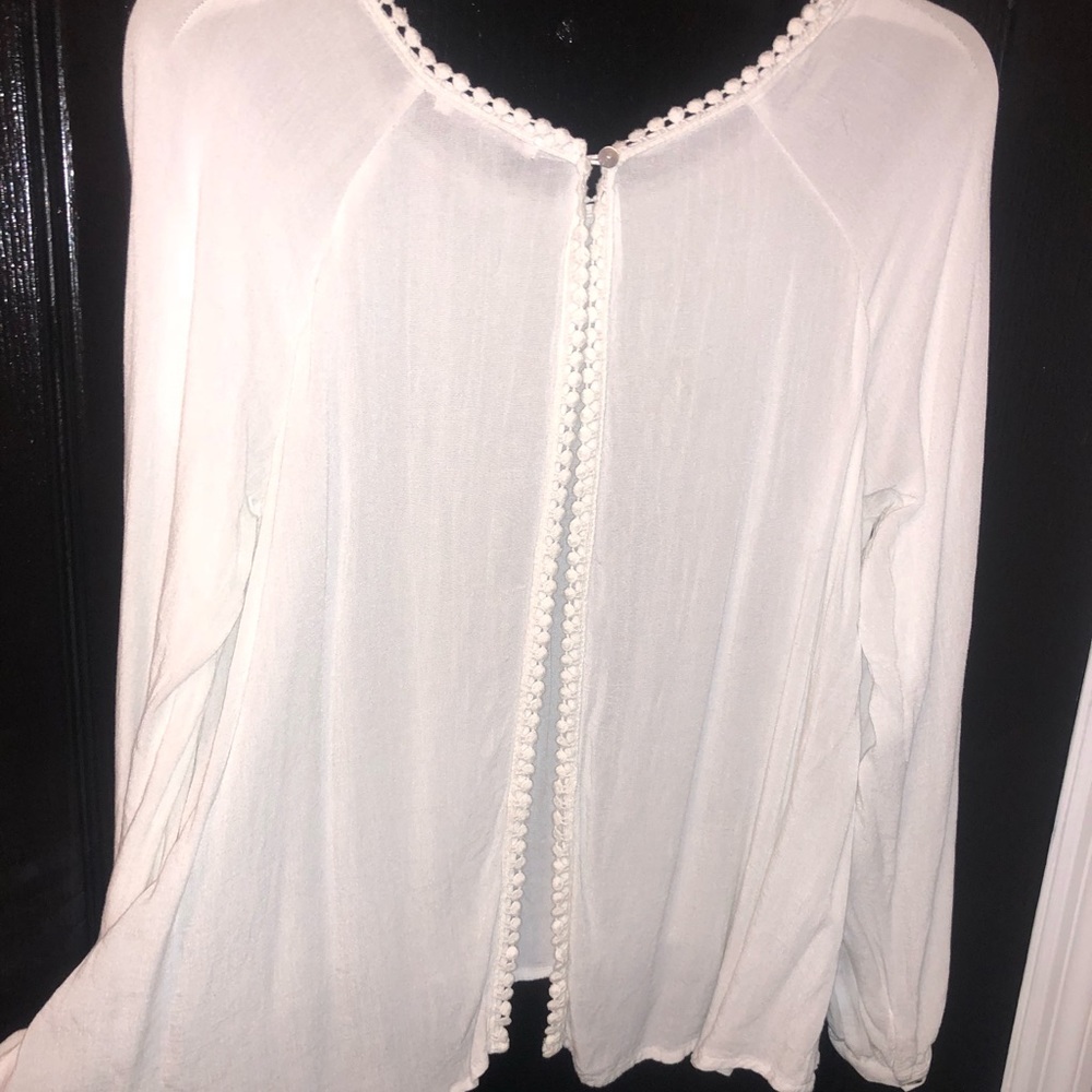 White long sleeve, open back